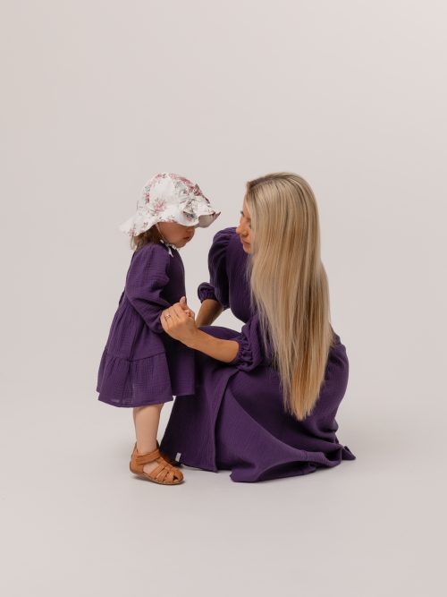 Me & Mini Me musliinkleitide komplekt, ploomililla