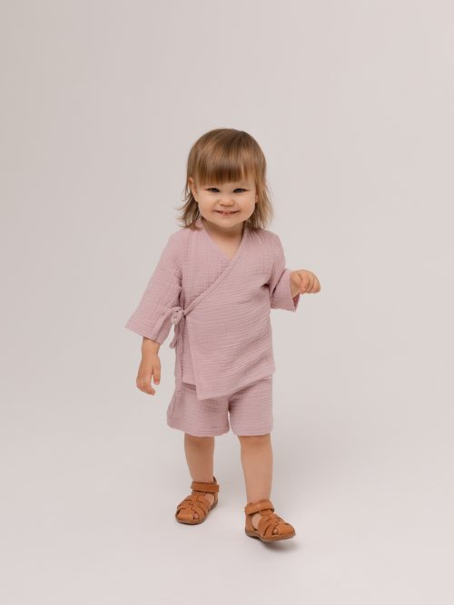 Mini Me musliinkomplekt, vanaroosa