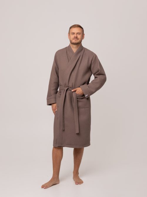 Waffle meeste hommikumantel, mocha