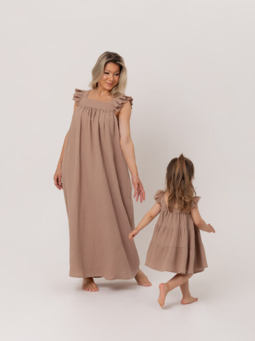 Mommy and Me volangidega musliinkleidid, beež