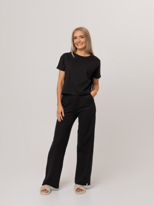 Everyday Loungewear crop komplekt, must