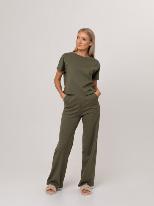 Everyday Loungewear crop komplekt, oliiv